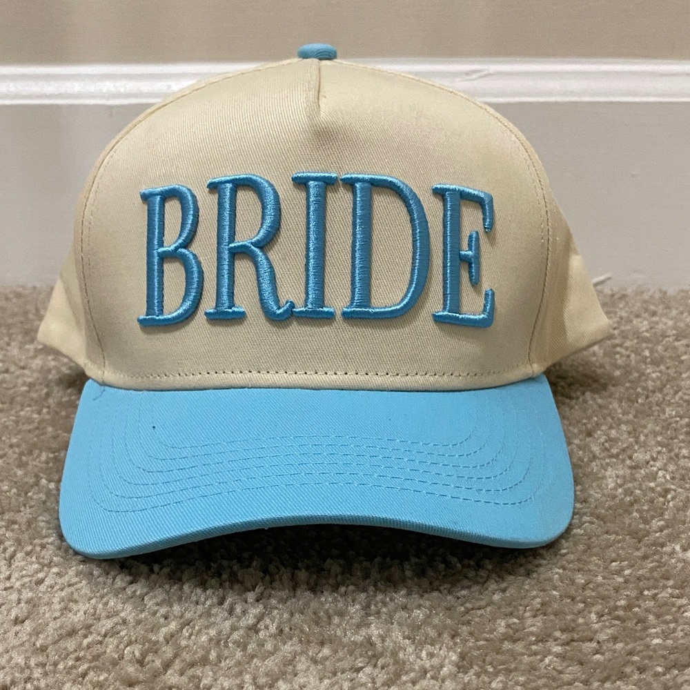 Social Statement Bride Cap with Blue Embroidery